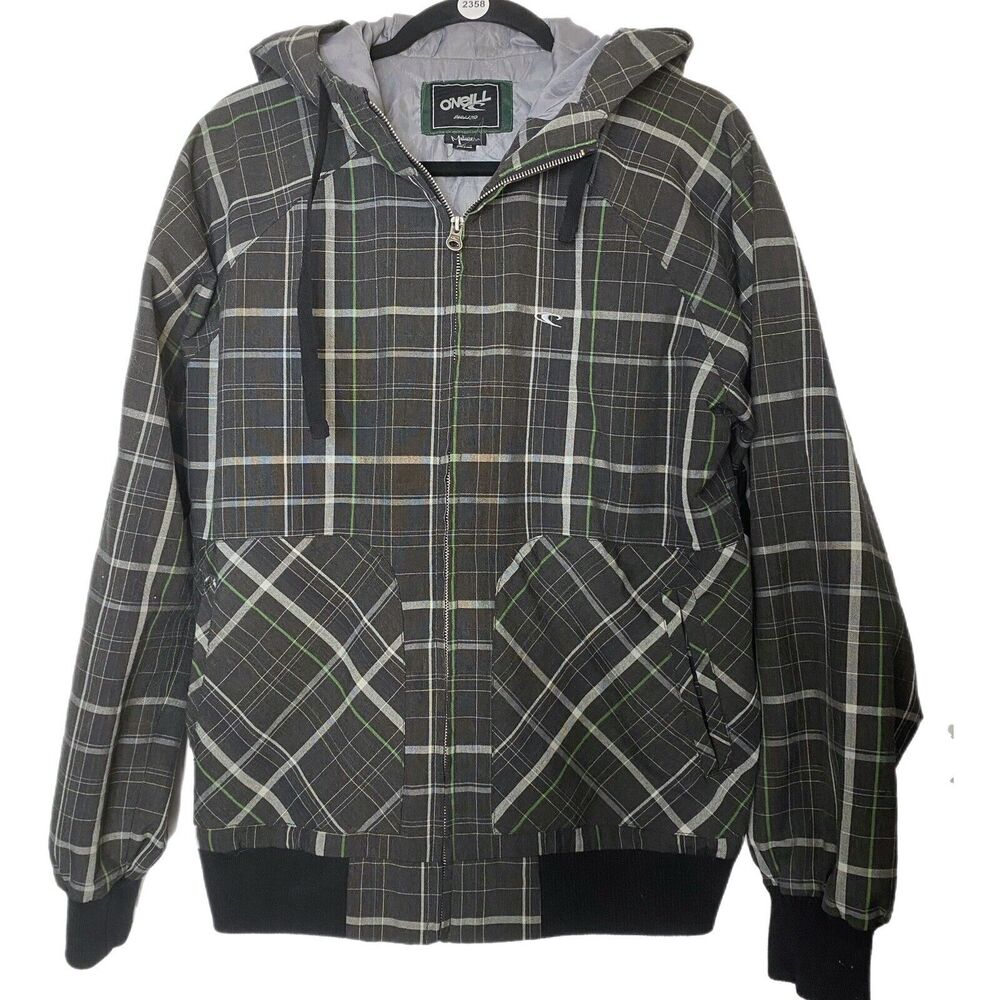 Men's O'Neill Jacket Hoodie Zip Front Sz MEDIUM Quilted Interior